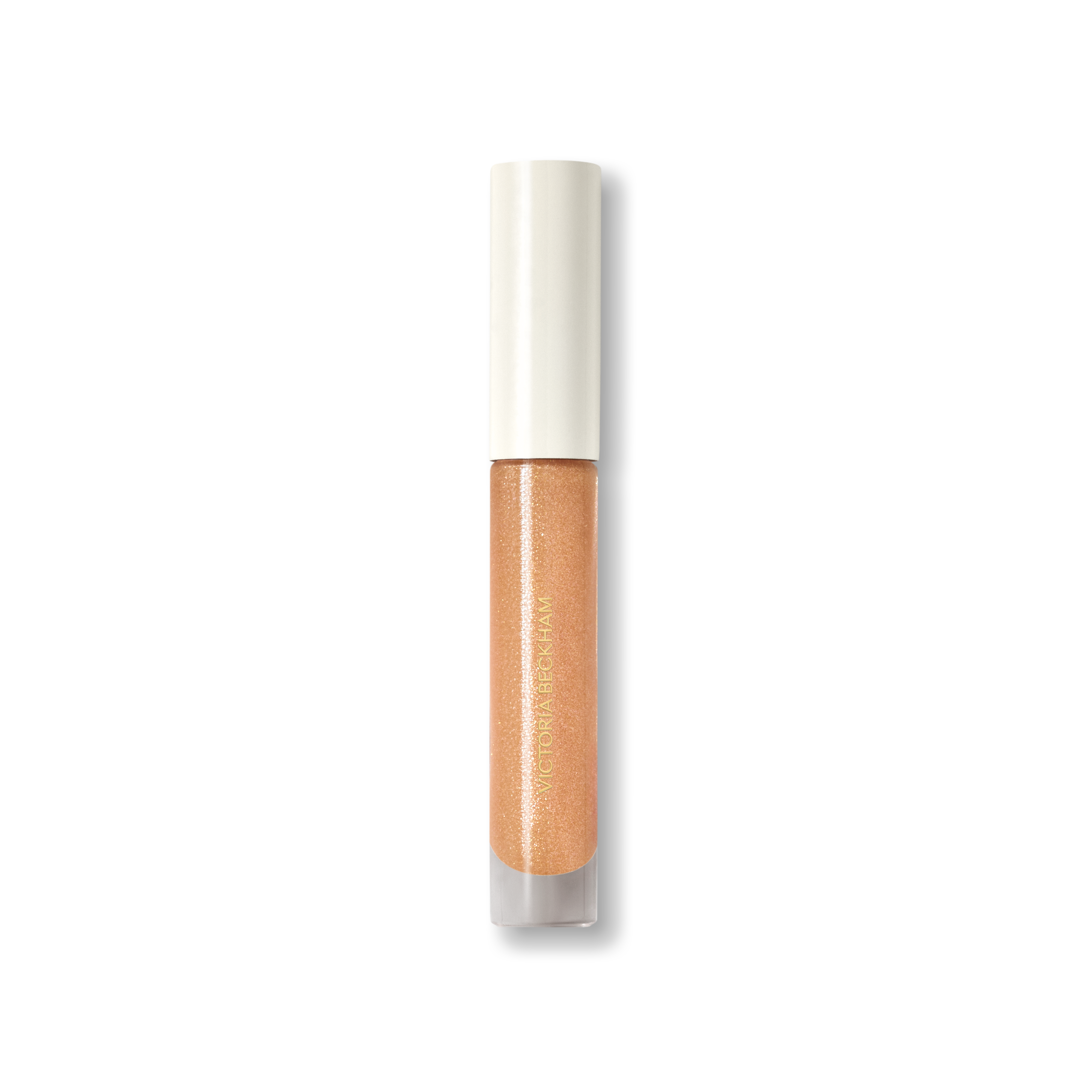 Closed Victoria Beckham Beauty Posh Gloss tube in Martini — cream cap on a champagne gold shimmer lip gloss.