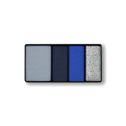 Victoria Beckham Beauty Eye Wardrobe in Navy Noir – luxury eyeshadow palette featuring four multi-finish shades in soft blue, deep navy, vibrant cobalt, and shimmering silver for a bold, high-impact eye look.