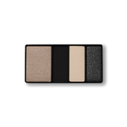 Victoria Beckham Beauty Eye Wardrobe in Night Flash – luxury eyeshadow palette featuring four multi-finish shades in shimmering taupe, deep matte black, soft ivory, and sparkling black for a bold, versatile eye look.