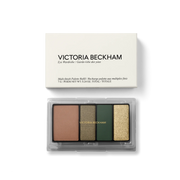 Victoria Beckham Beauty Eye Wardrobe Refill in Olive – sustainable eyeshadow refill with luxe packaging, featuring four versatile shades in warm brown, metallic bronze, deep green, and shimmering gold.