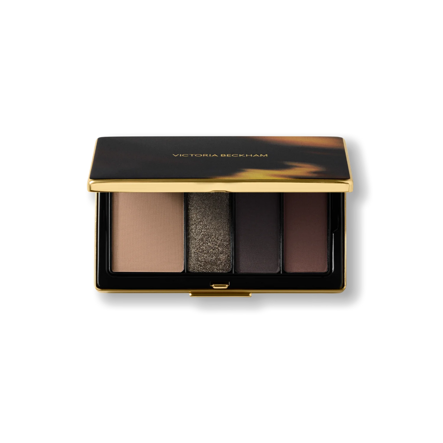 Victoria Beckham Beauty Eye Wardrobe in Victoria – luxury eyeshadow palette featuring four versatile shades in soft beige, rich brown, deep espresso, and shimmering bronze for an effortlessly sophisticated eye look.