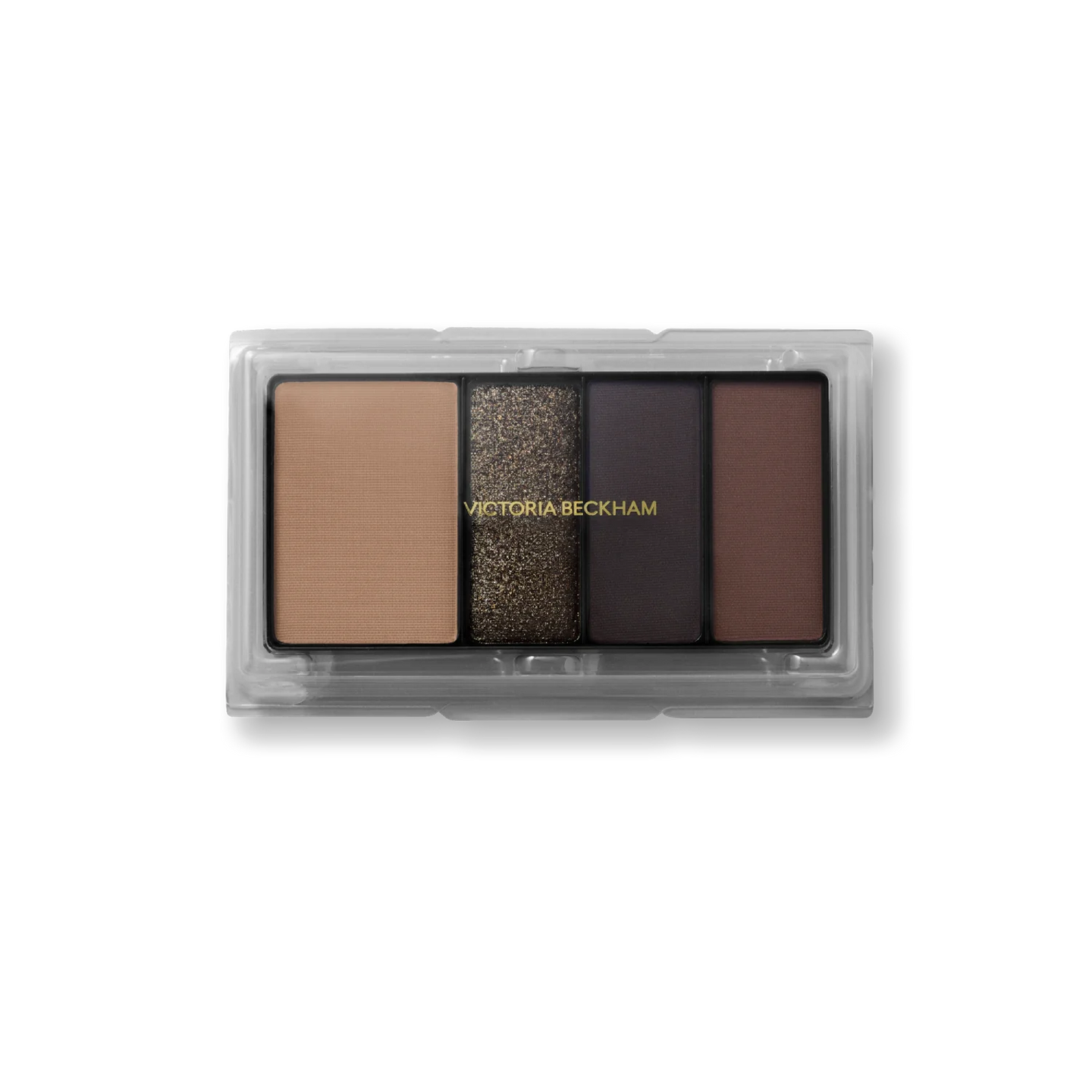 Victoria Beckham Beauty Eye Wardrobe Refill in Victoria – luxury eyeshadow refill featuring four versatile shades in matte and shimmer finishes, including neutral beige, metallic gold, deep plum, and rich brown, designed for seamless palette customization.