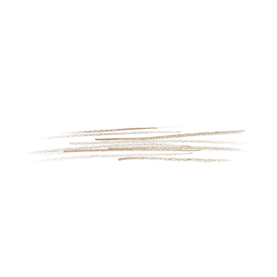 Textured swatches of the BabyBlade Eyebrow Pencil in Light Blonde. Three horizontal, soft-focus strokes against a transparent background demonstrate the pencil’s creamy, blendable formula and its warm, light blonde pigment designed for fair hair tones.