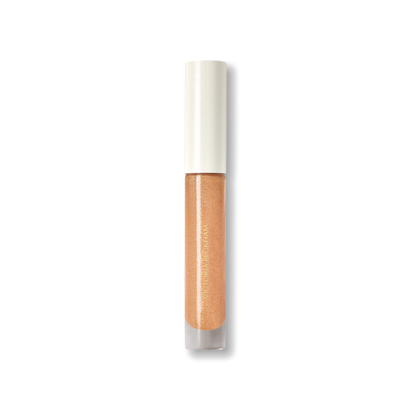 Closed Victoria Beckham Beauty Posh Gloss tube in Martini — cream cap on a champagne gold shimmer lip gloss.