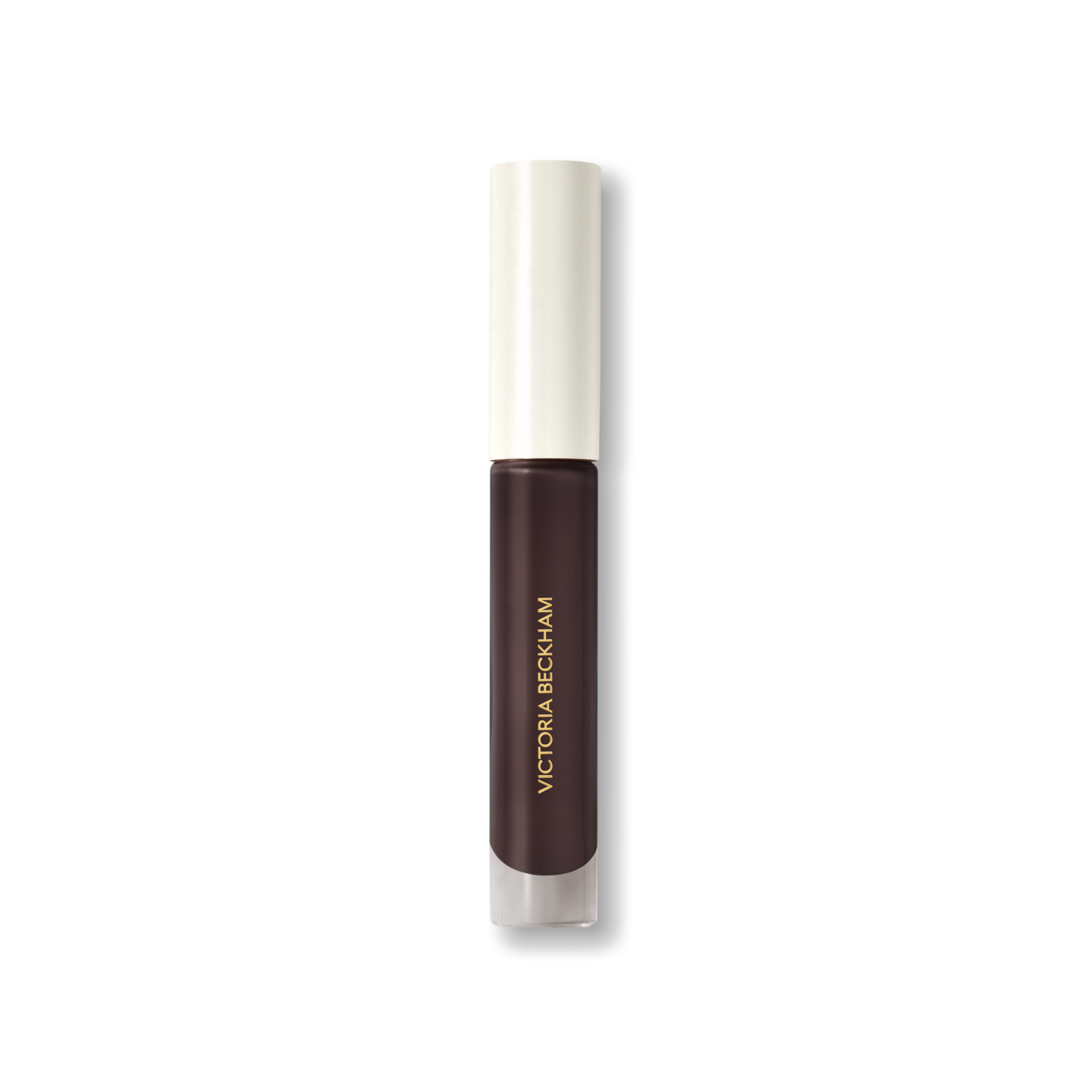 Closed Victoria Beckham Beauty Posh Gloss tube in TopDown — cream cap on a deep mahogany high-shine lip gloss.
