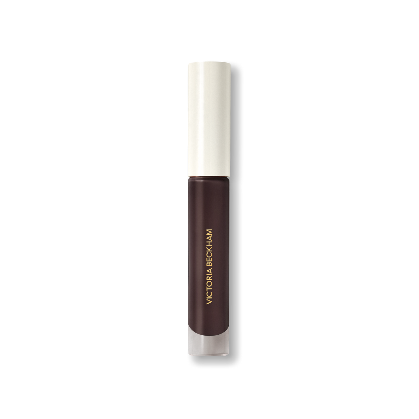 Closed Victoria Beckham Beauty Posh Gloss tube in TopDown — cream cap on a deep mahogany high-shine lip gloss.