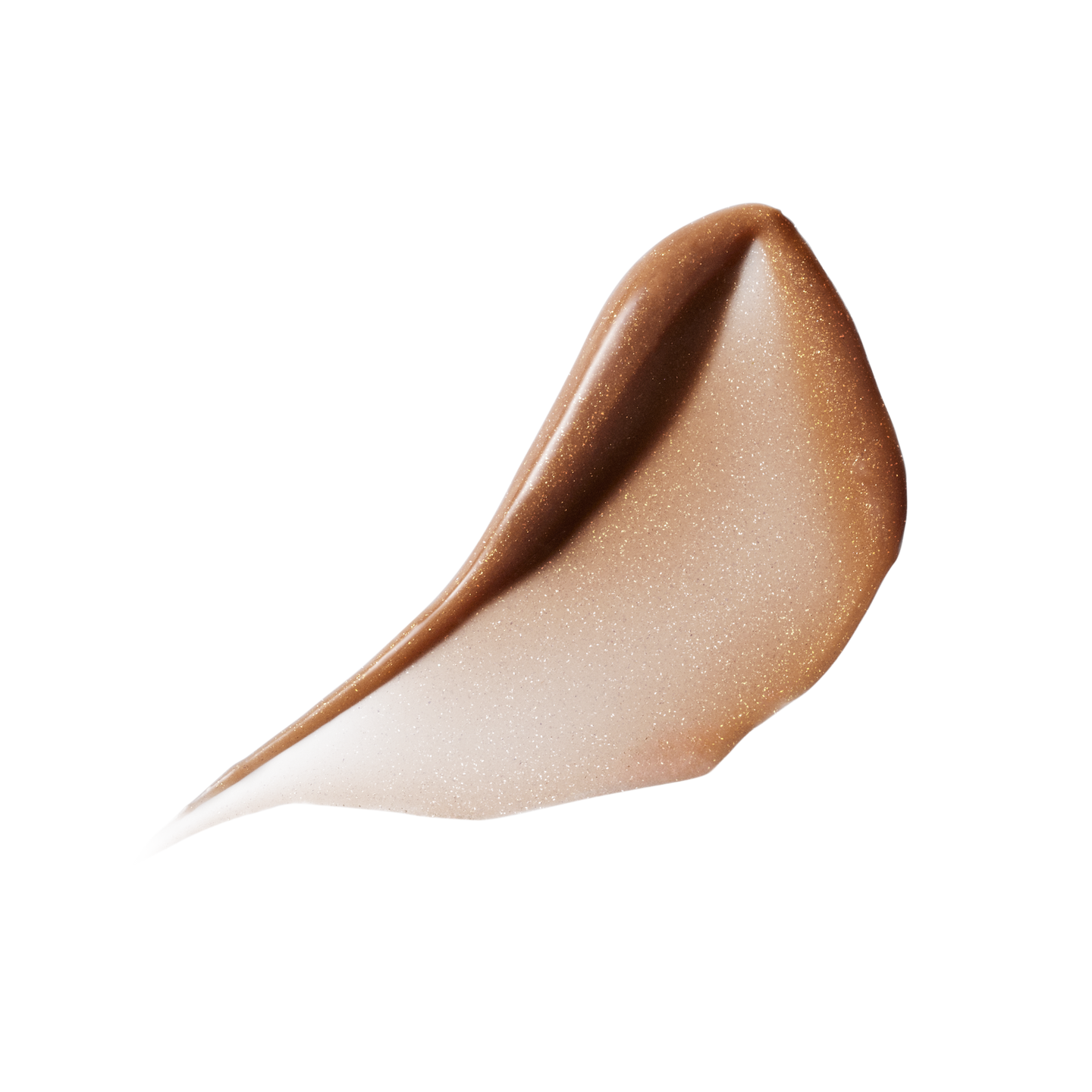 Glossy swatch of Posh Balm Soleil — Victoria Beckham Beauty's golden bronze tinted lip balm with fine gold shimmer.